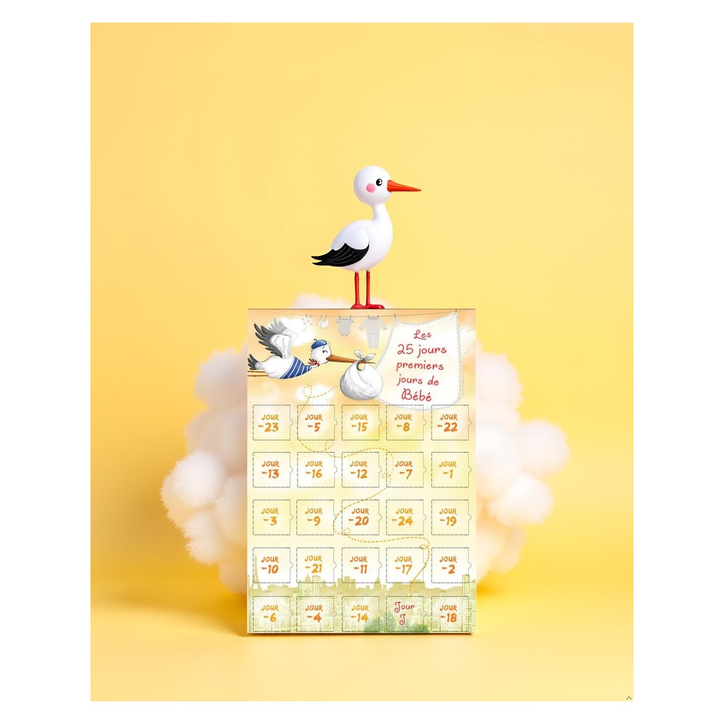 Calendrier des 25 premiers jours de bébé cigogne