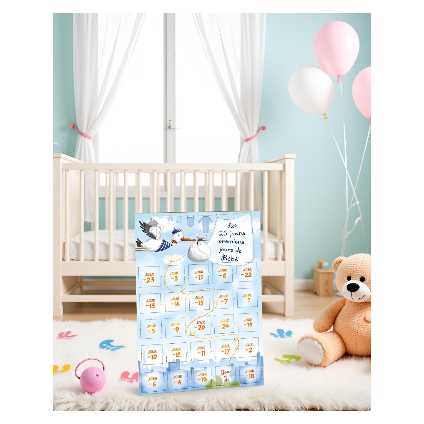 Calendrier des 25 premiers jours de bébé cigogne