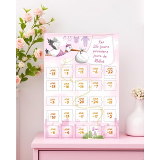 Calendrier des 25 premiers jours de bébé cigogne