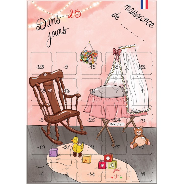 Cadeau avant la naissance Fille compte à rebours calendrier 25 jour...