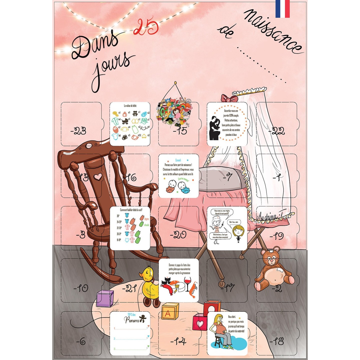 Cadeau avant la naissance Fille compte à rebours calendrier 25 jour...