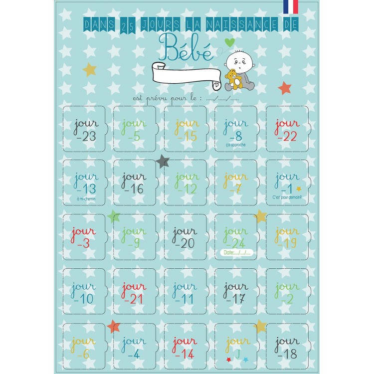 Calendrier de l'avent naissance Garçon ou Fille Calendrier de l'avent naissance Garçon ou Fille