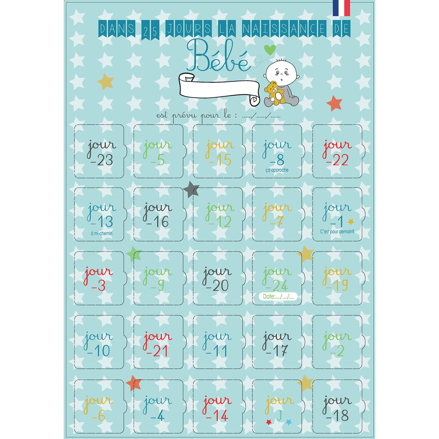 Calendrier de l'avent naissance Garçon ou Fille