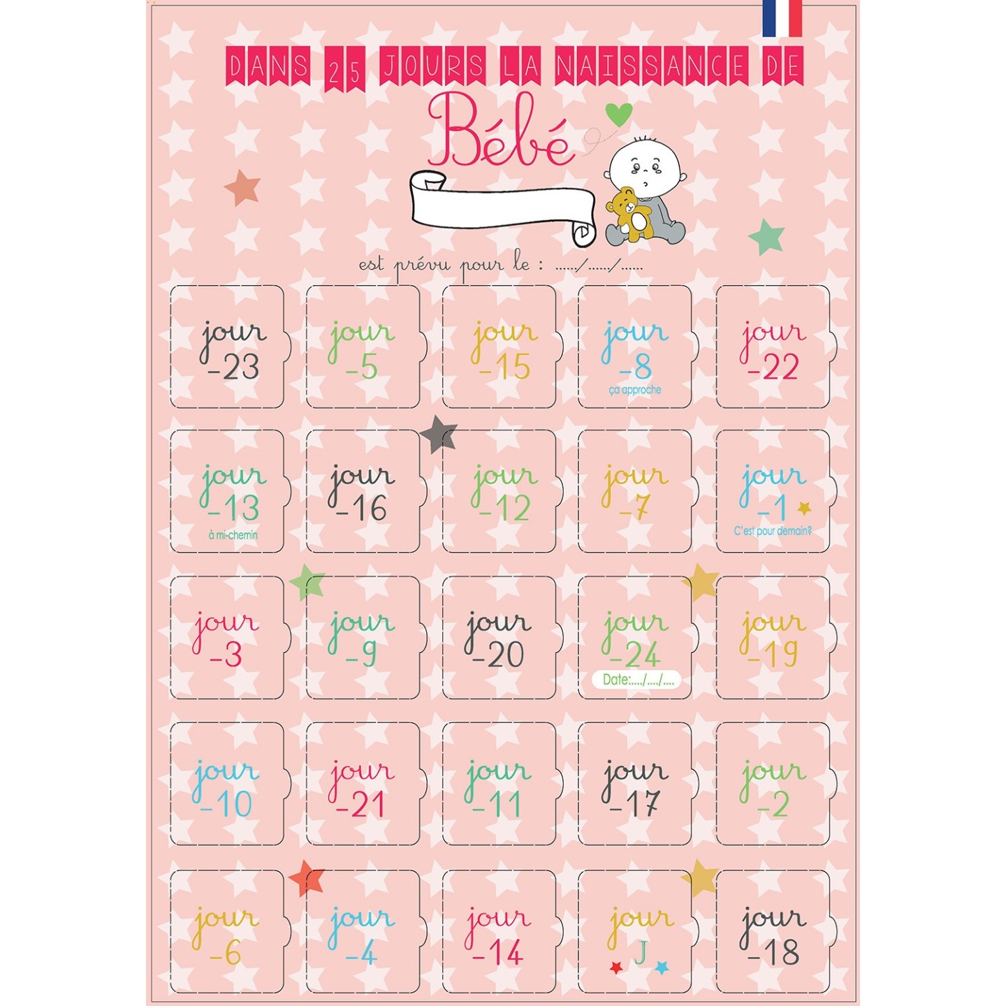 Calendrier de l'avent naissance Garçon ou Fille