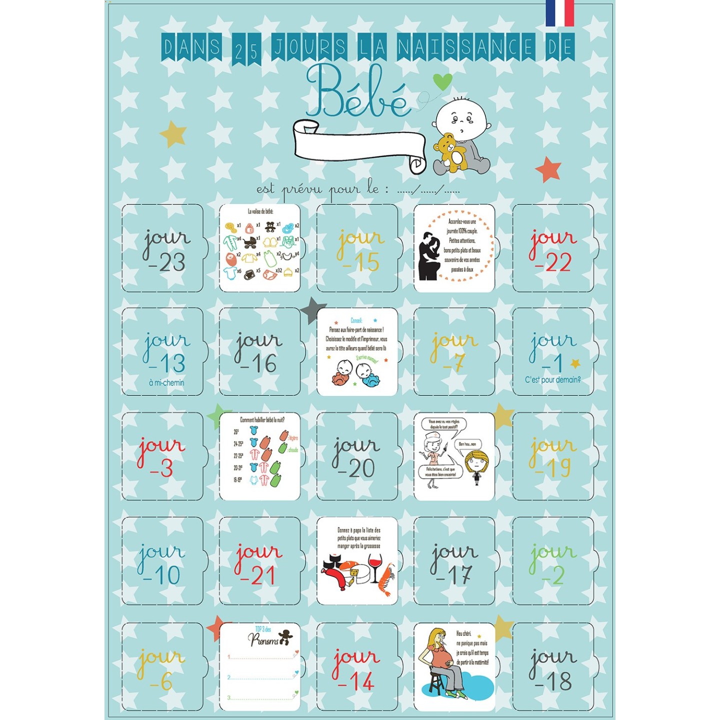 Calendrier de l'avent naissance Garçon ou Fille