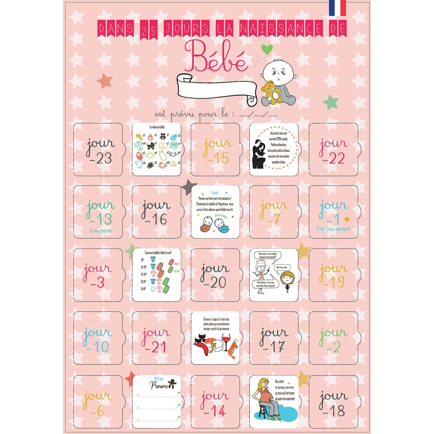 Calendrier de l'avent naissance Garçon ou Fille
