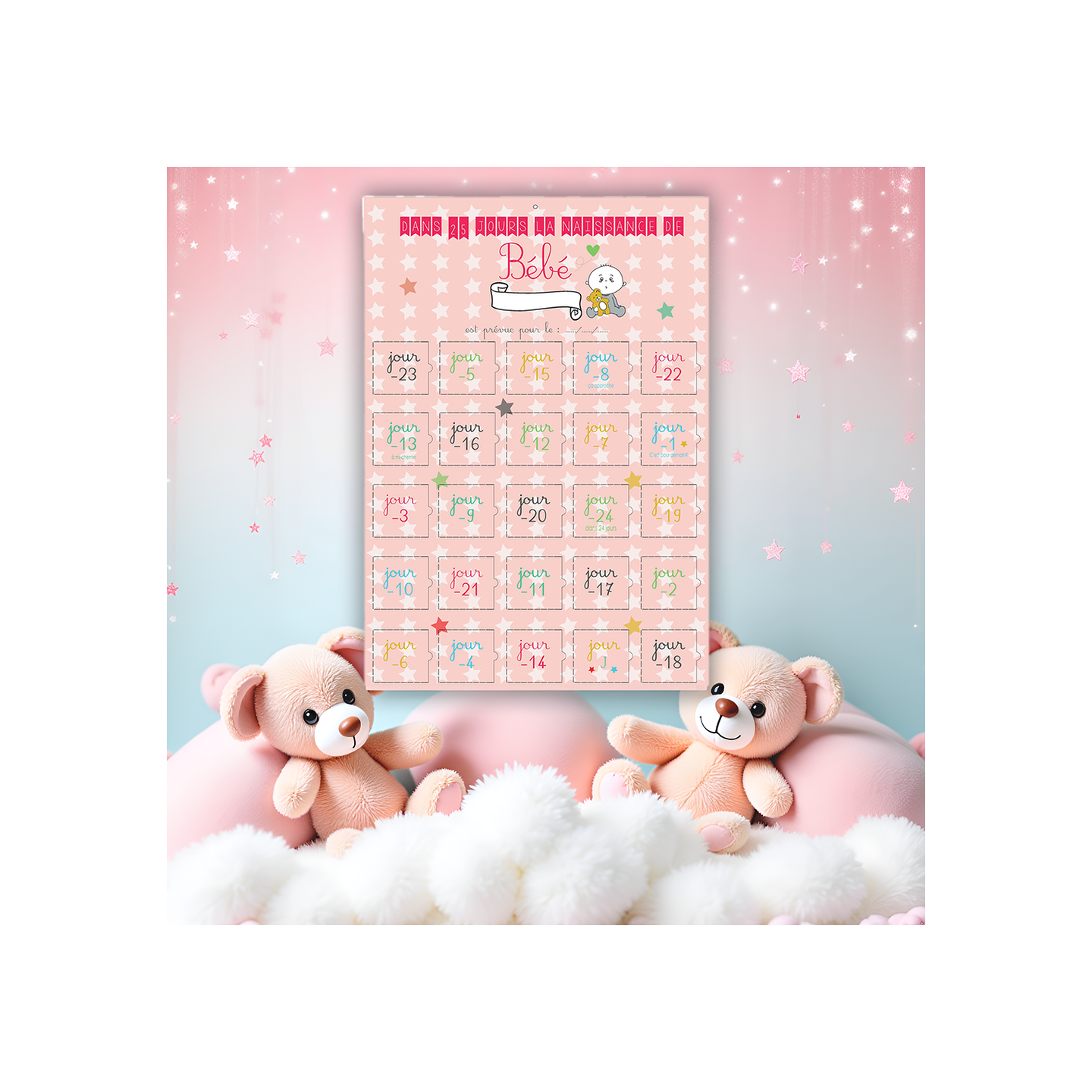 Calendrier de l'avent naissance Garçon ou Fille