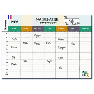 Emploi du Temps Scolaire & Semainier Famille A3