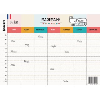 Organisation familiale : Semainier & Emploi du Temps Scolaire A3 mural recto-verso