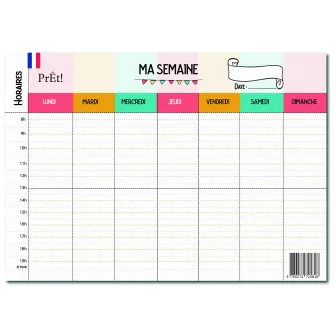 Organisation familiale : Semainier & Emploi du Temps Scolaire A3 mural recto-verso