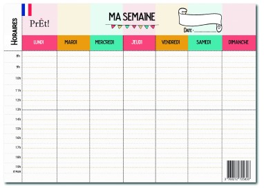Organisation familiale : Semainier & Emploi du Temps Scolaire A3 mural recto-verso