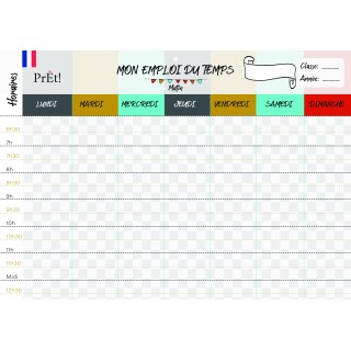 Organisation familiale : Semainier & Emploi du Temps Scolaire A3 mural recto-verso