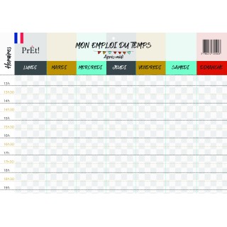 Organisation familiale : Semainier & Emploi du Temps Scolaire A3 mural recto-verso
