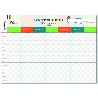 Organisation familiale : Semainier & Emploi du Temps Scolaire A3 mural recto-verso