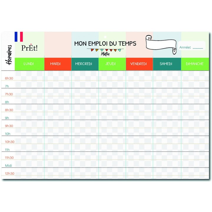 Organisation familiale : Semainier & Emploi du Temps Scolaire A3 mural recto-verso