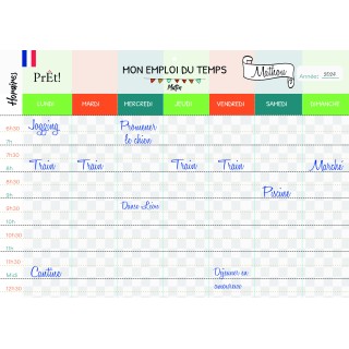 Organisation familiale : Semainier & Emploi du Temps Scolaire A3 mural recto-verso