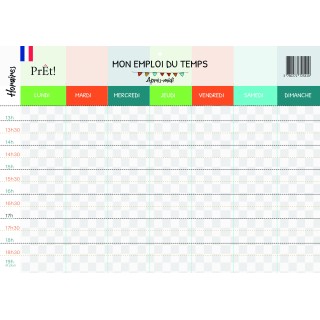 Organisation familiale : Semainier & Emploi du Temps Scolaire A3 mural recto-verso