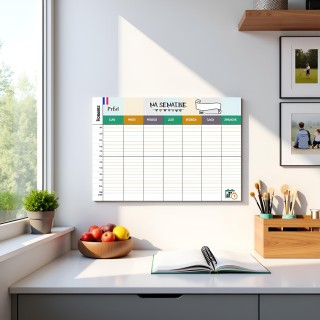 Organisation familiale : Semainier & Emploi du Temps Scolaire A3 mural recto-verso