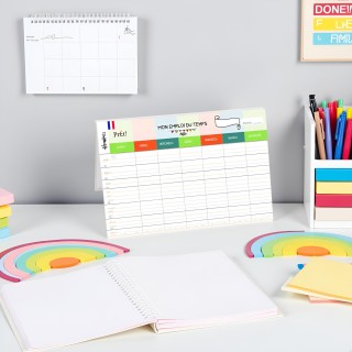 Organisation familiale : Semainier & Emploi du Temps Scolaire A3 mural recto-verso
