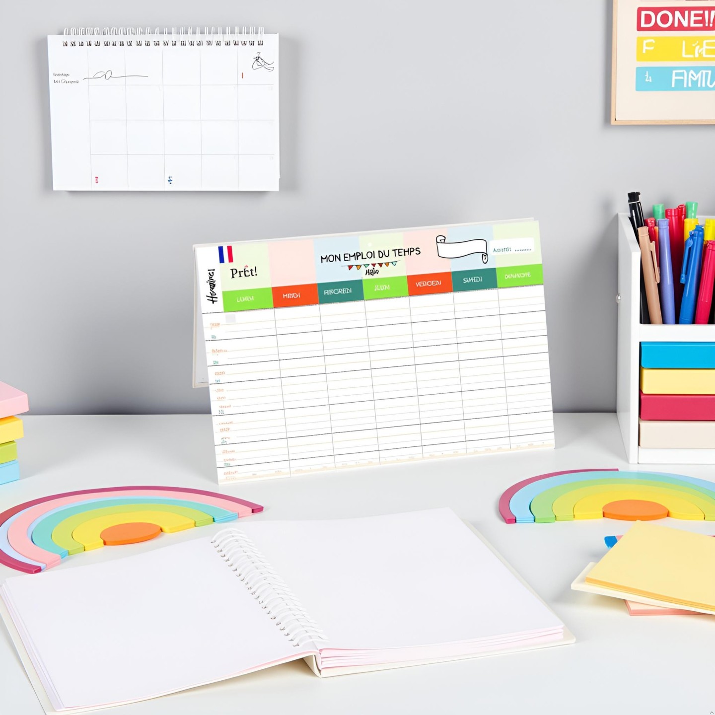 Organisation familiale : Semainier & Emploi du Temps Scolaire A3 mural recto-verso