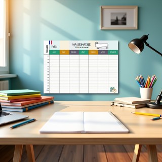 Organisation familiale : Semainier & Emploi du Temps Scolaire A3 mural recto-verso