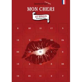 Calendrier de l’Avent ou de l’Après "Mon Chéri" - 25 Bisous Sexy & Romantiques pour Homme - Cadeau Original Couple