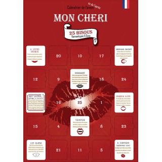 Calendrier de l’Avent ou de l’Après "Mon Chéri" - 25 Bisous Sexy & Romantiques pour Homme - Cadeau Original Couple