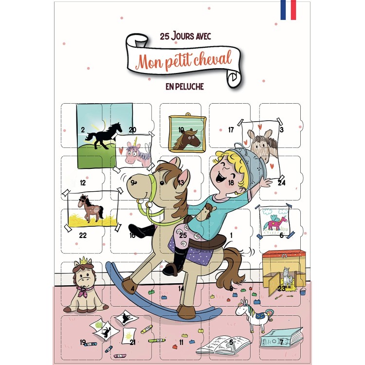 Calendrier enfant Mon petit cheval et moi – Affiche A3 avec chevalet – 25 jeux, astuces et conseils pour chevaux en peluche