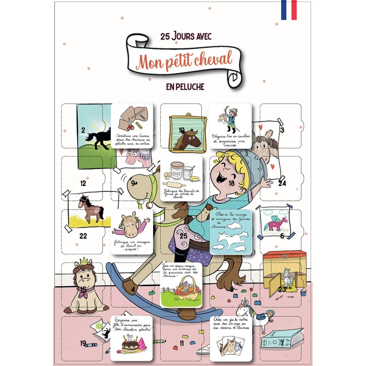 Calendrier enfant Mon petit cheval et moi – Affiche A3 avec chevalet – 25 jeux, astuces et conseils pour chevaux en peluche