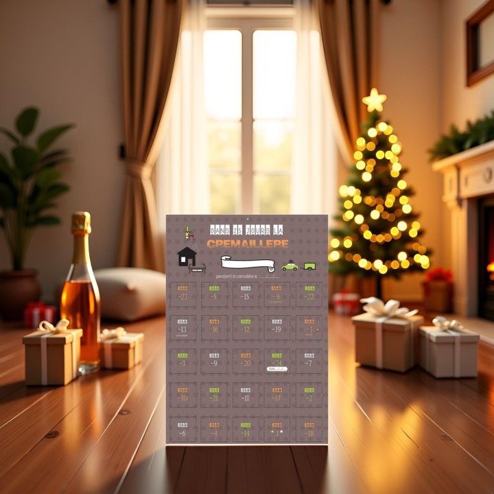 Calendrier 25 jours avant la crémaillère compte à rebours cadeau