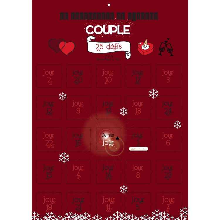 Calendrier de l'avent spécial couple 25 défis petites attentions
