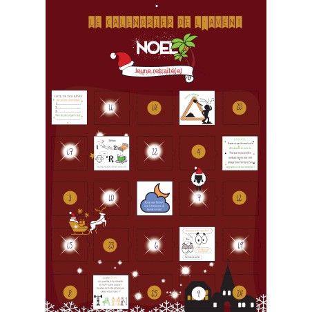 Calendrier de l'avent Noel spécial jeune retraité 25 mots sur la re...