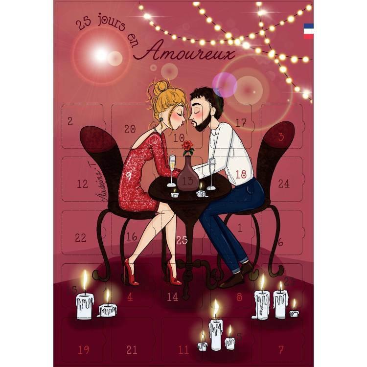 Cadeau couple - calendrier avent 25 jours en amoureux - cadeau amour et saint-valentin - homme femme - messages et défis Cadeau couple - calendrier avent 25 jours en amoureux - cadeau amour et saint-valentin - homme femme - messages et défis