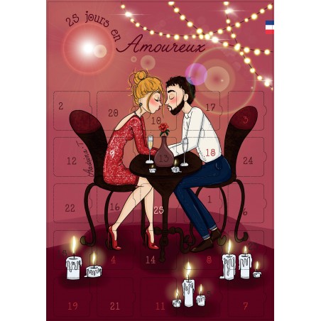 Cadeau couple - calendrier avent 25 jours en amoureux - cadeau amour et saint-valentin - homme femme - messages et défis