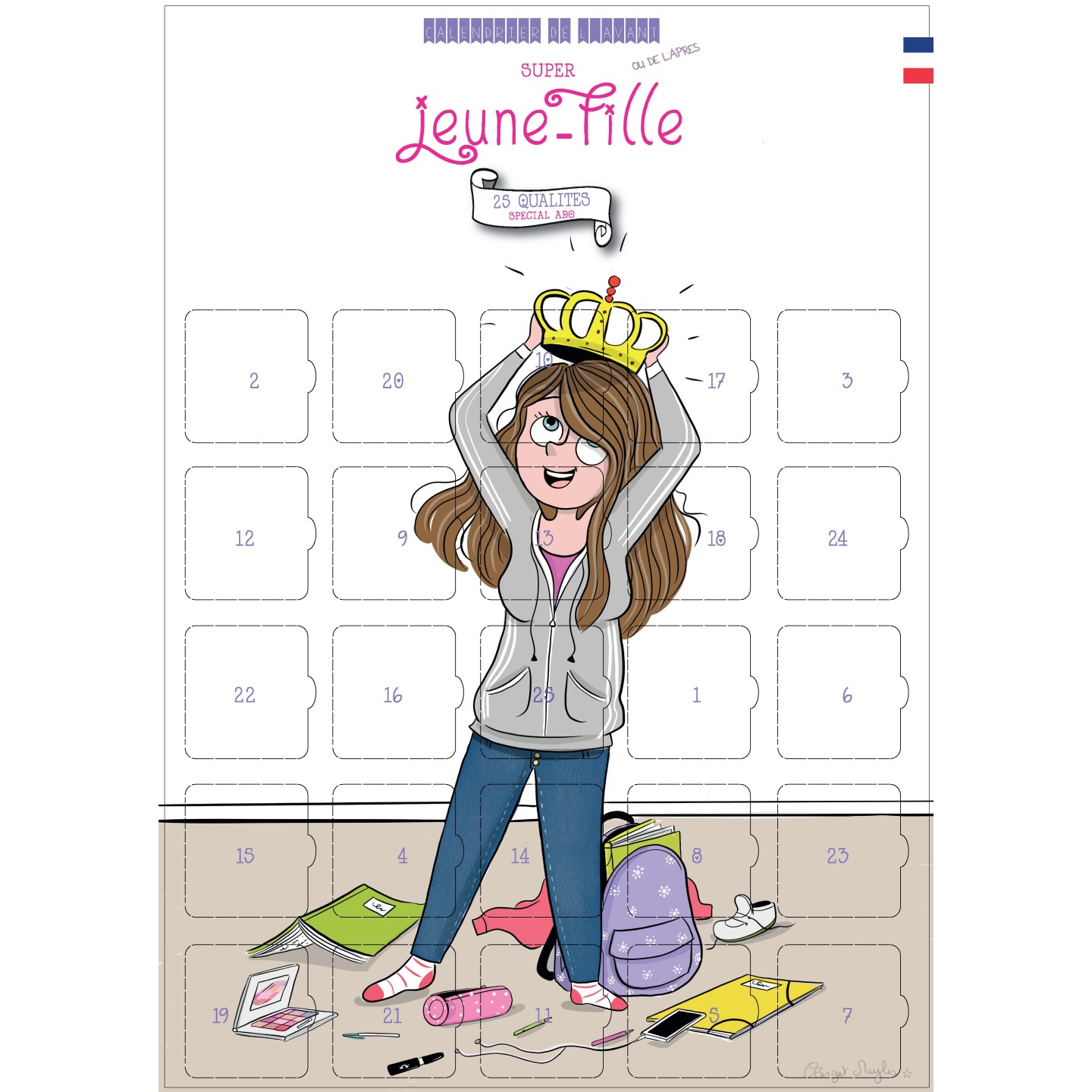 Calendrier de l'avant ou de l'après pour Jeune Fille - 25 Qualités