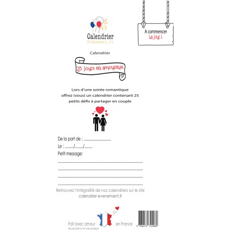 Calendrier Mariage A Message Cases A Ouvrir 24 Jours Apres Le Maria