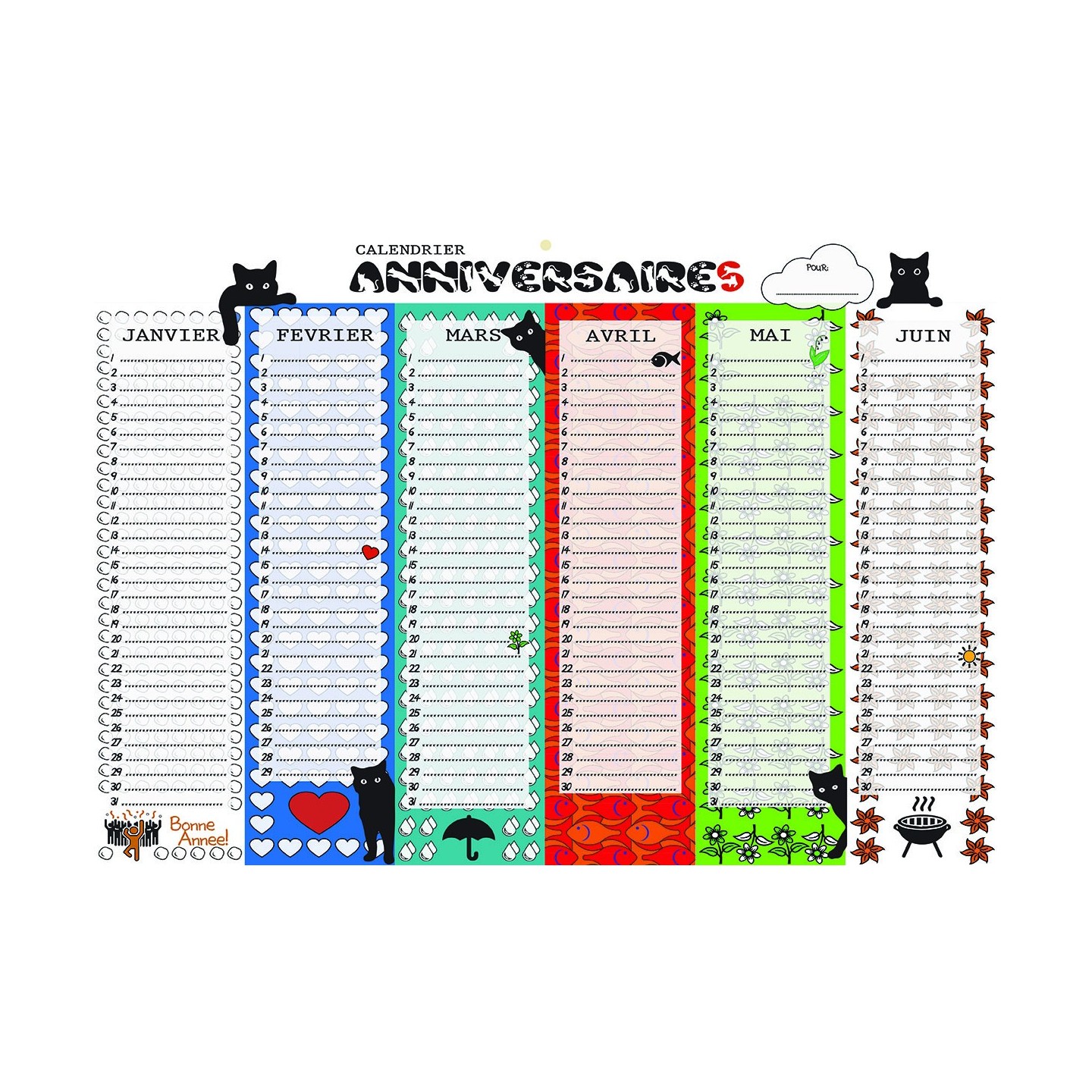Calendrier Anniversaire Perpétuel Chat