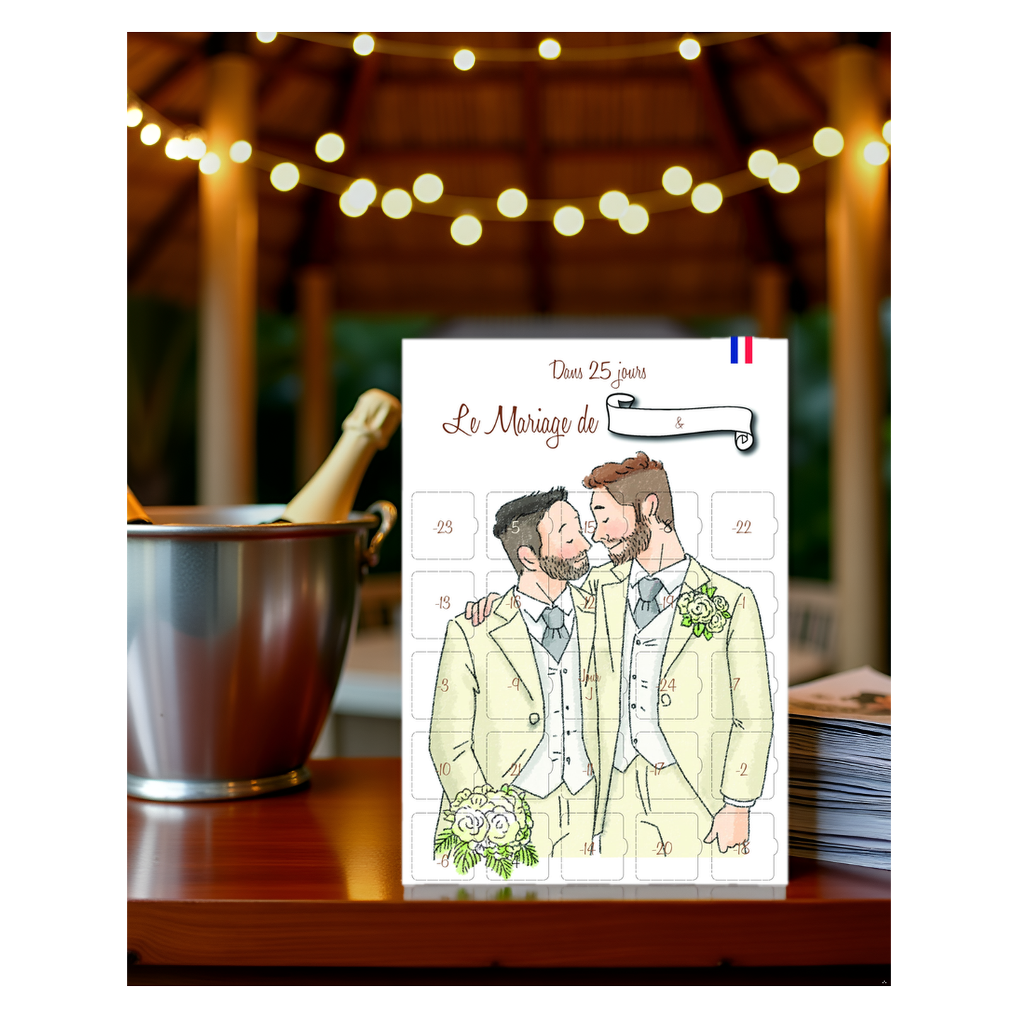 Calendrier Mariage Gay hommes 25 jours Avant le jour J