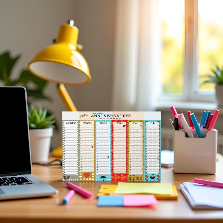 Calendrier anniversaires perpetuel recto verso