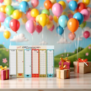 Calendrier anniversaires perpetuel recto verso