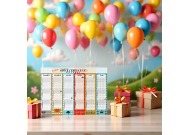 Calendrier anniversaires perpetuel recto verso