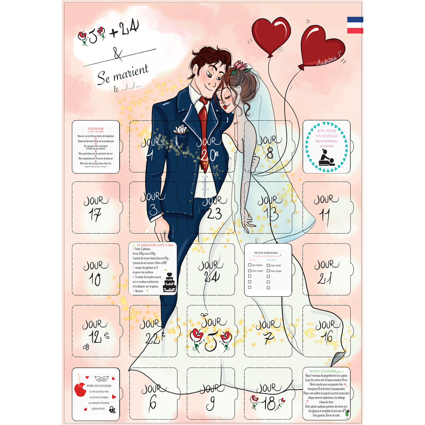 Calendrier Après le Mariage 25 jours - Messages et Astuces