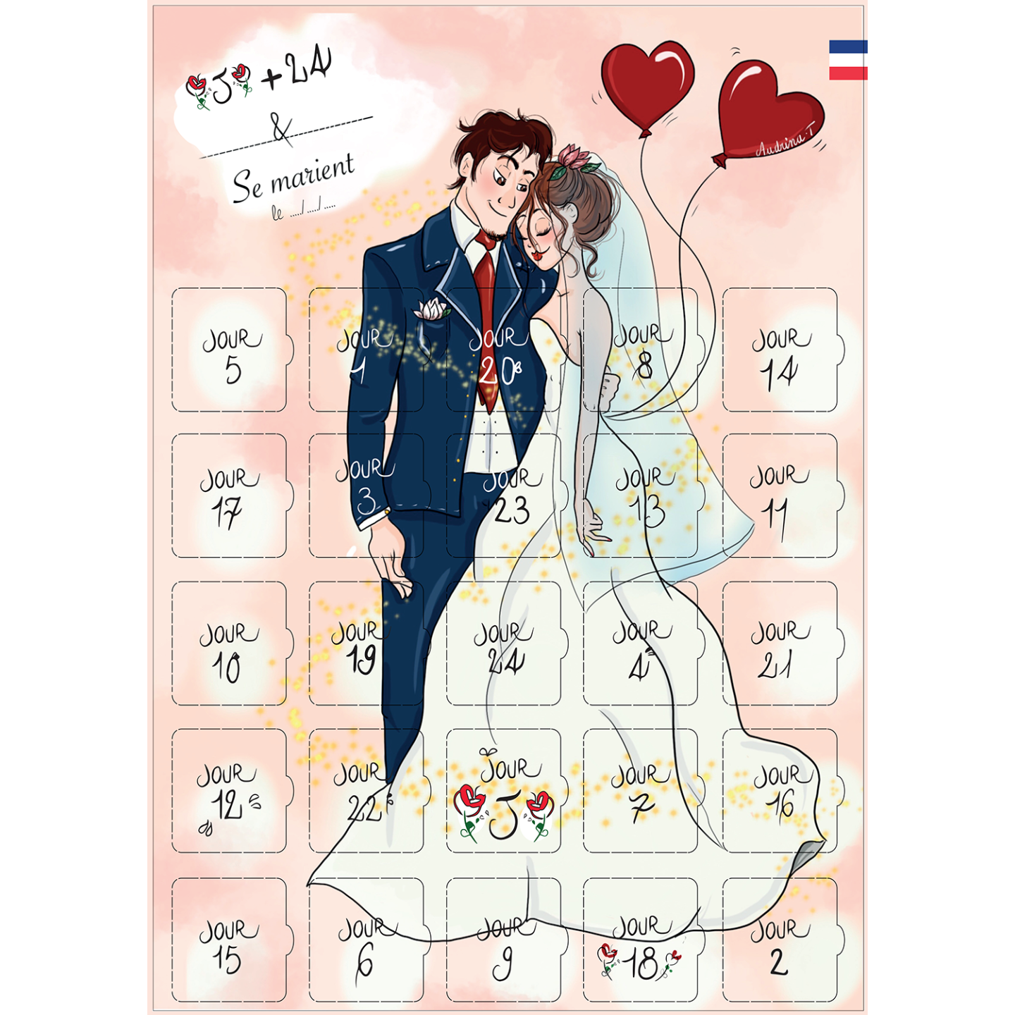 Calendrier Après le Mariage 25 jours - Messages et Astuces