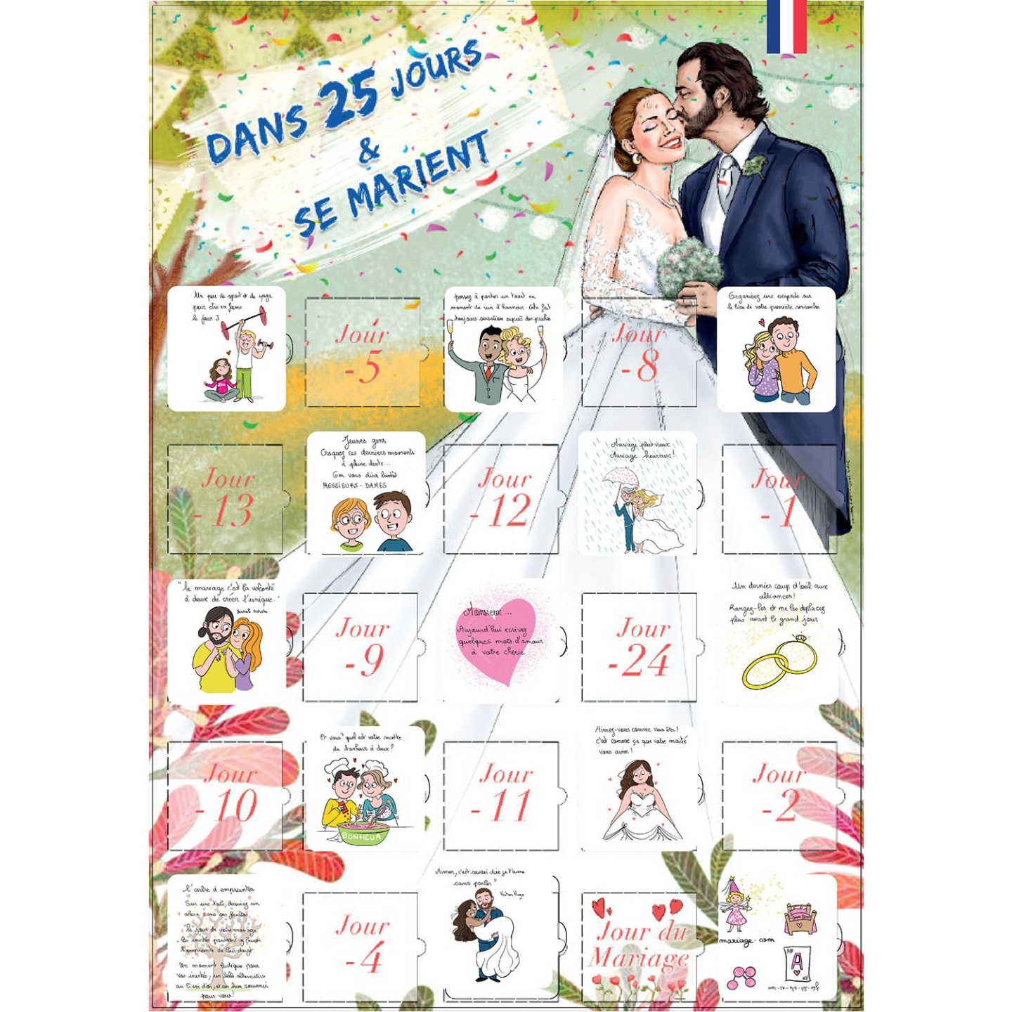 Calendrier dans 25 jours le mariage compte à rebours cadeau