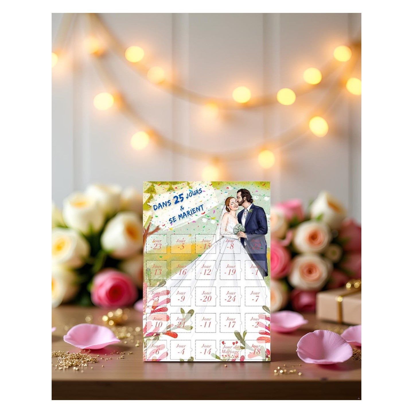 Calendrier dans 25 jours le mariage compte à rebours cadeau