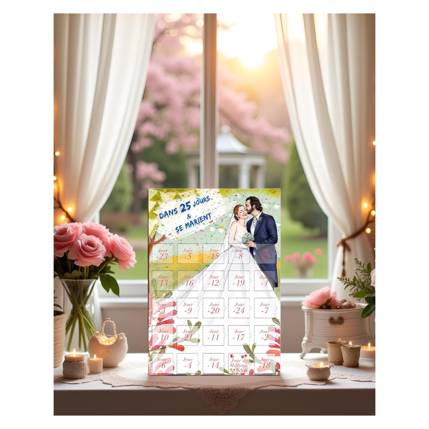 Calendrier dans 25 jours le mariage compte à rebours cadeau