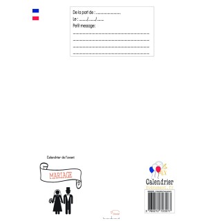 Calendrier compte à rebours avant le mariage humoristique