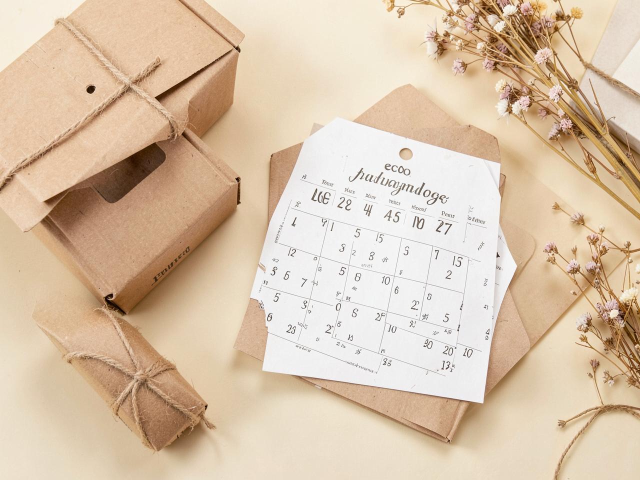 Emballages en carton kraft recyclé et calendrier imprimé sur papier