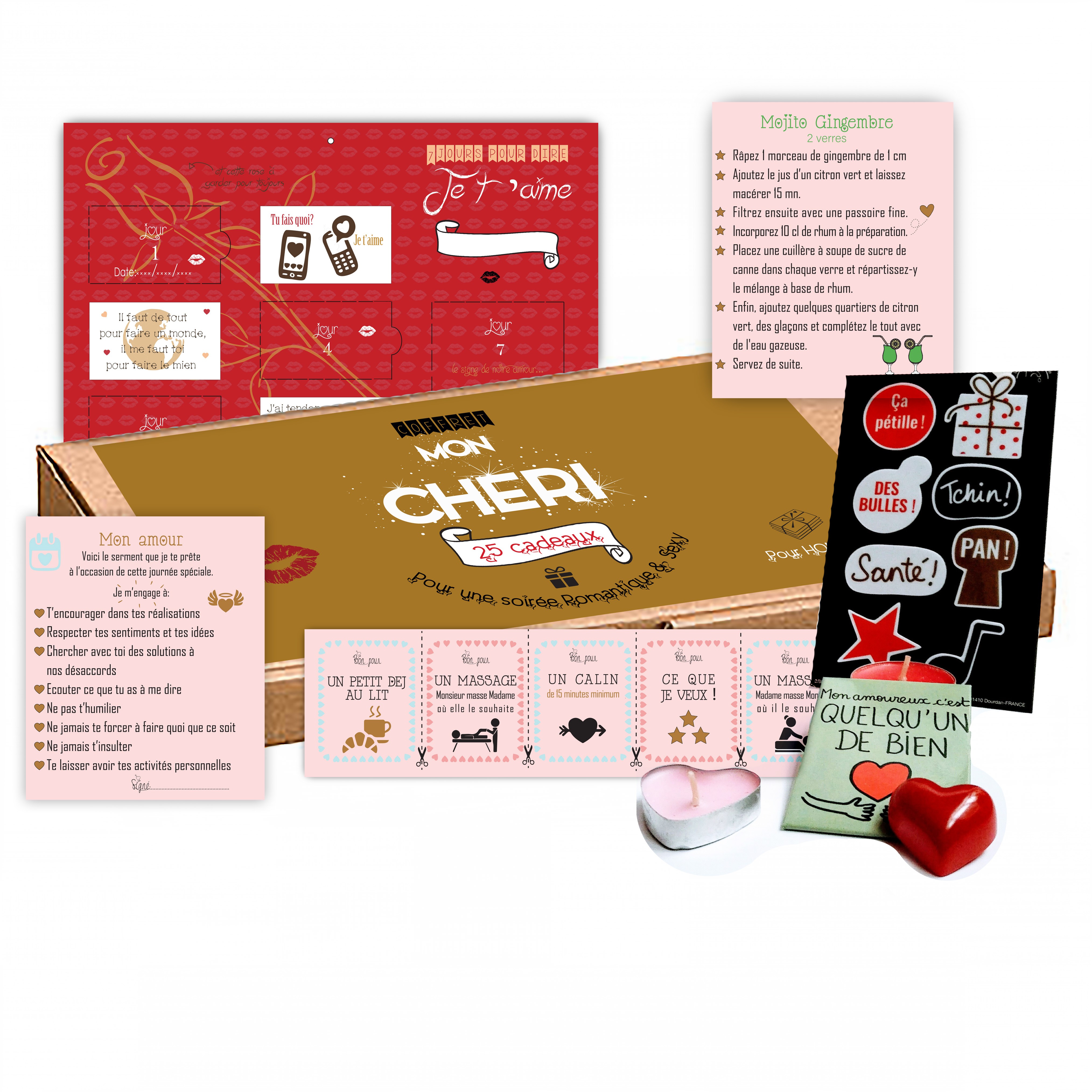 Coffret Cadeaux Cherie - Cheri - pour homme ou femme 25 Surprises