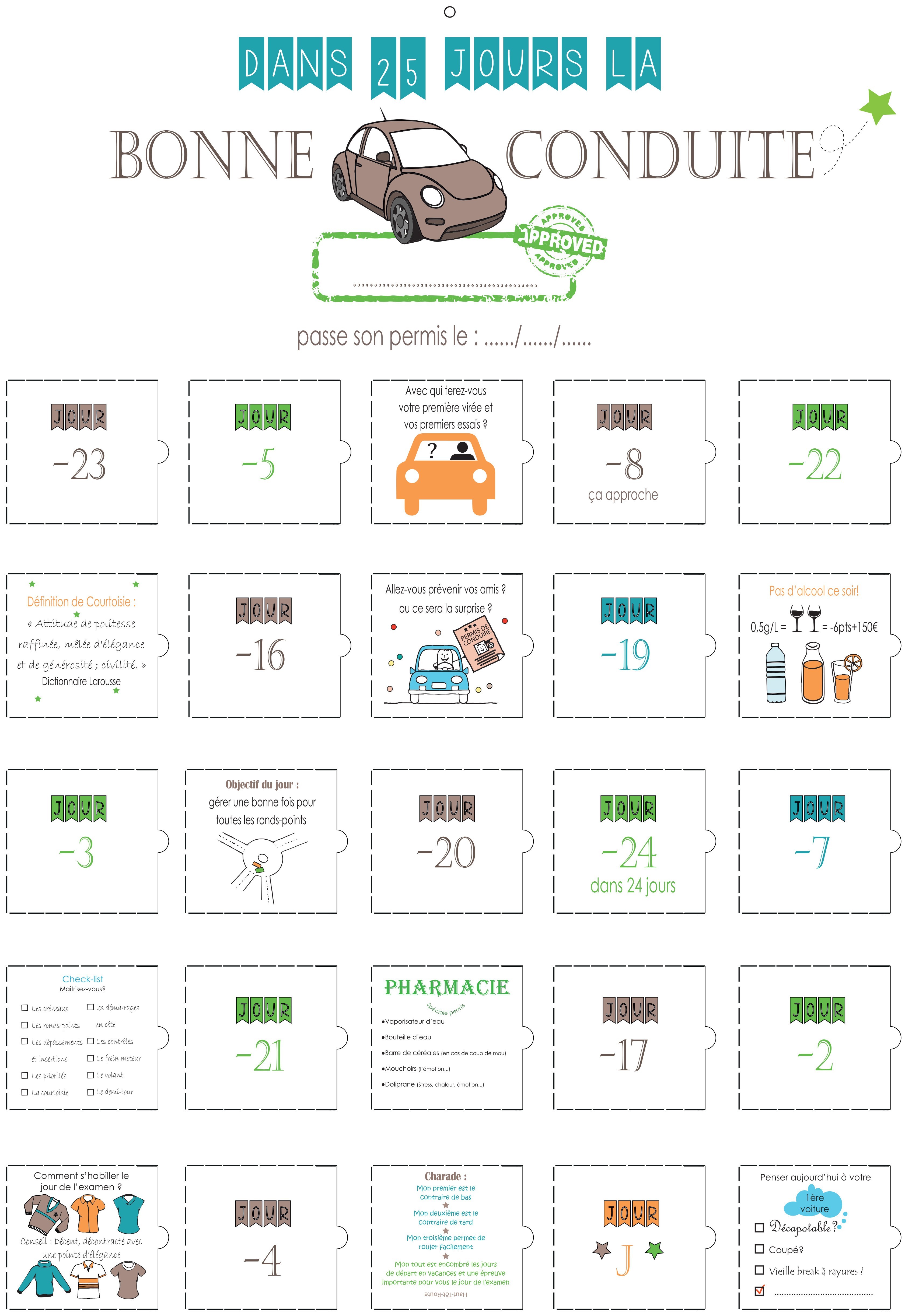 Calendrier de l'avent Permis de conduire Compte à rebours cadeau